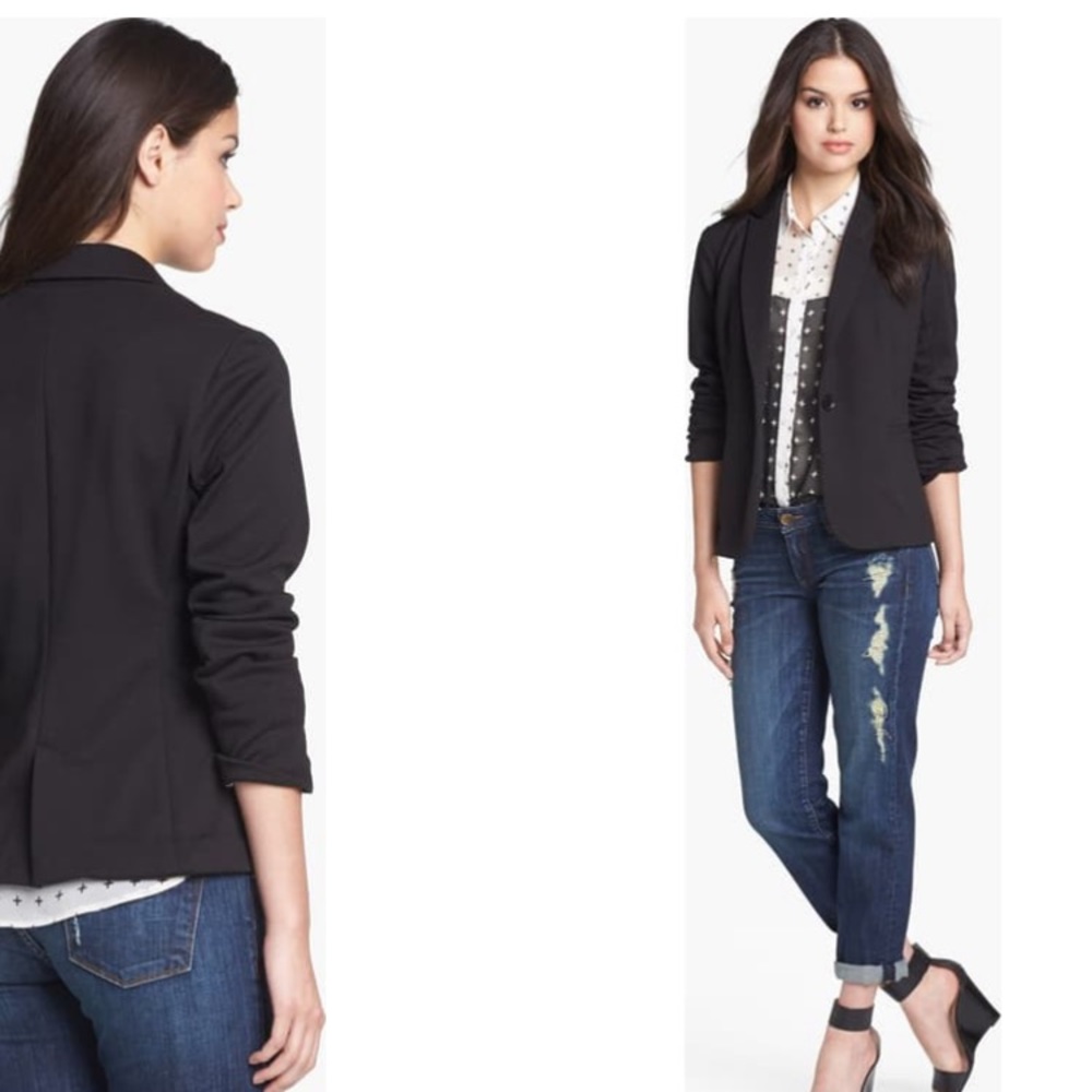 Olivia Moon knit blazer in black